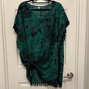 Green Leaf Print Women's Top